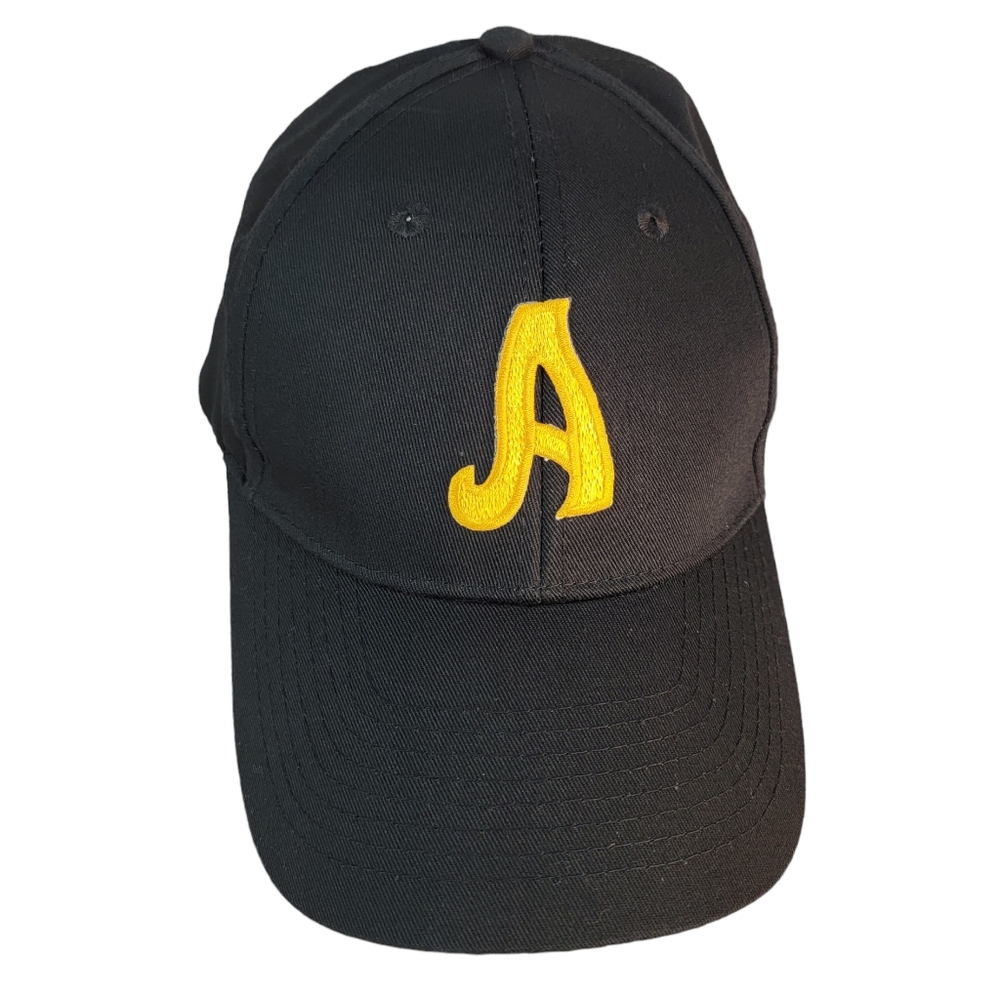 Black Baseball Cap Cursive "A" Hat Men's OS